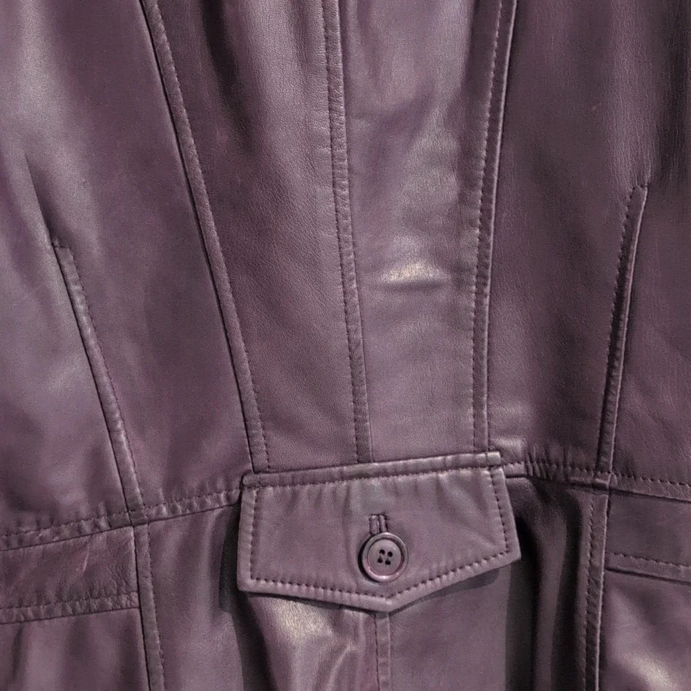 Danier Y2K Plum Purple Leather Safari Field Jacket SIze XS P2P 19" - Picture 10 of 11